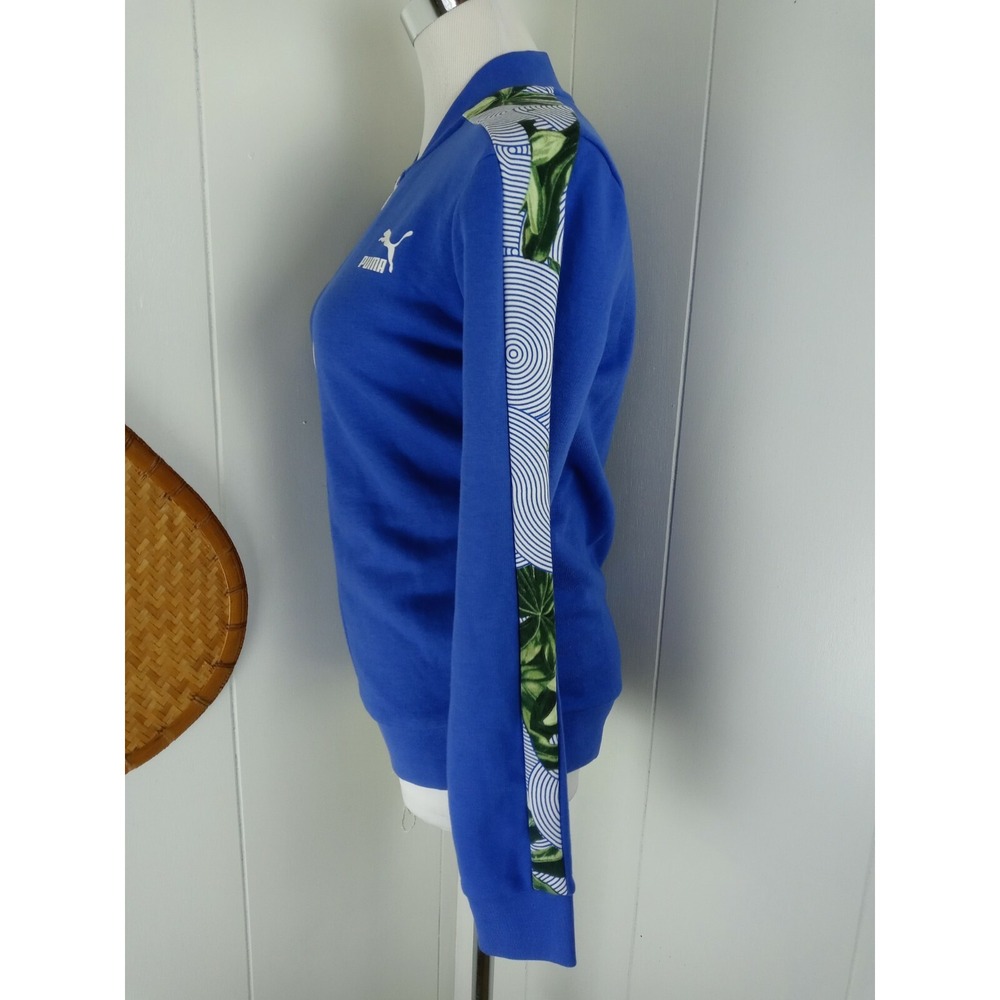 Puma Activewear Sweat Jacket Tropical Sleeve Full Zipper Pocket Size Small Women